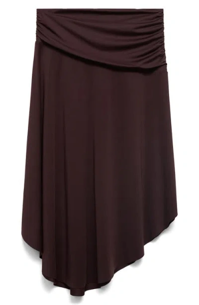 Mango Draped Midi Skirt In Brown