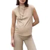 Mango Candela Extended Shoulder Funnel Neck Top In Neutral