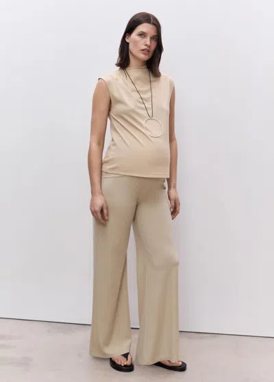 Mango Draped Neck Sleeveless T-shirt Sand In Sand