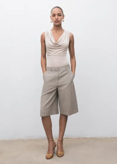 Mango Body À Col Drapé Gris Clair/pastel - Femme - S -  In Multi
