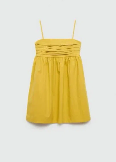 Mango Draped Neckline Dress Yellow