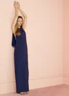 Mango Draped Open-back Dress In Night Blue