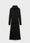 Mango Draped Roll Neck Dress Grey In Grey
