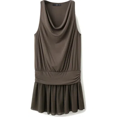 Mango Draped Ruffle Hem Dress In Gray