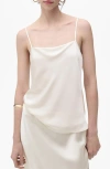 Mango Draped Satin Camisole In White