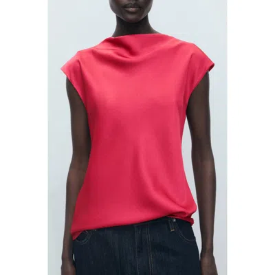 MANGO MANGO DRAPED SATIN TOP