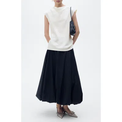 Mango Draped Satin Top In White