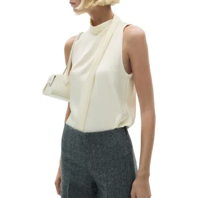 Mango Draped Satin Top In Off White