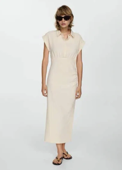 Mango Draped Shirt Dress Ecru In Écru