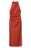 Mango Draped Midi-dress In Brown