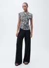 Mango Draped Sleeveless T-shirt Black