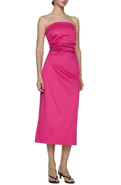 MANGO MANGO DRAPED STRAPLESS DRESS