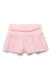 Mango Draped Waist Linen Blend Shorts In Pink