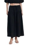 Mango Drawstring Cotton Maxi Skirt In Black