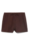Mango Drawstring Cotton Shorts In Brown