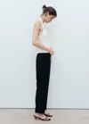 Mango Drawstring Flowy Trousers Black