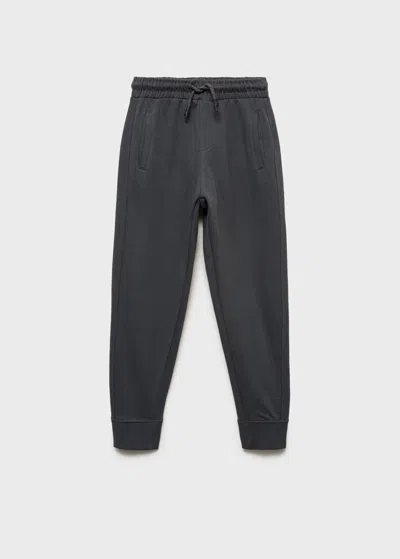 Mango Kids' Drawstring Jogger Trousers Charcoal In Gray