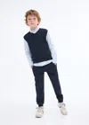 Mango Kids' Drawstring Jogger Trousers Navy In Black