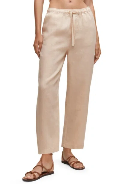 Mango Drawstring Linen Pants In Neutral