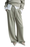 Mango Drawstring Pleated Wide Leg Pants In Khaki