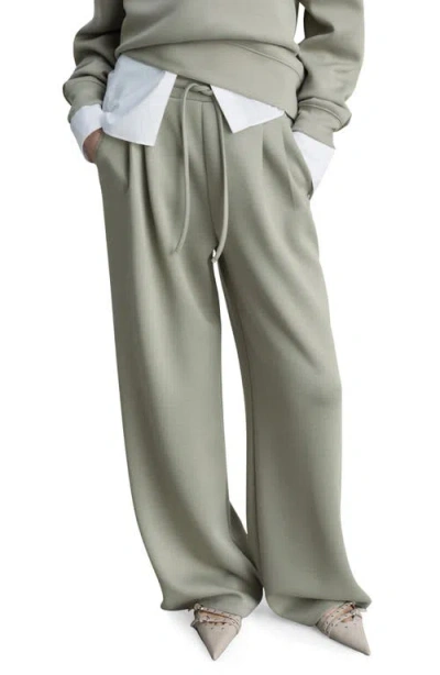Mango Drawstring Pleated Wide Leg Pants In Khaki