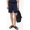 Mango Drawstring Seersucker Shorts In Blue