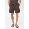 Mango Drawstring Seersucker Shorts In Brown