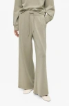 Mango Drawstring Jogger Trousers Khaki In Gray