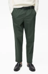 Mango Drawstring Straight Leg Poplin Pants In Dark Green