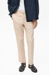 Mango Drawstring Straight Leg Poplin Pants In Ecru