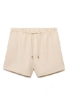 Mango Drawstring Waist Line Blend Shorts In Neutral