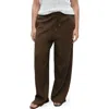 Mango Drawstring Waist Linen Blend Pants In Brown