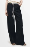 Mango Drawstring Wide Leg Pants In Black