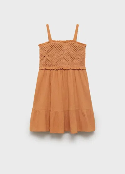 Mango Kids' Dress Burnt Orange
