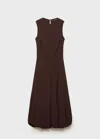 Mango Rita Topstitch Detail Midi Dress In Chocolate