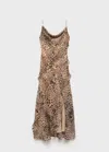 Mango Dress Ecru In Animal Print