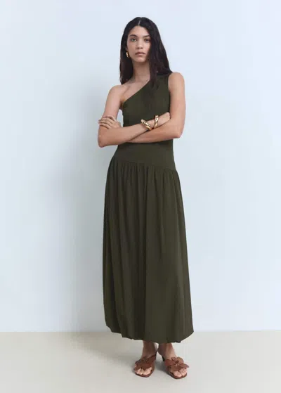 Mango Dress Khaki In Green