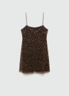 Mango Leopard Print Mesh Minidress In Medium Brown