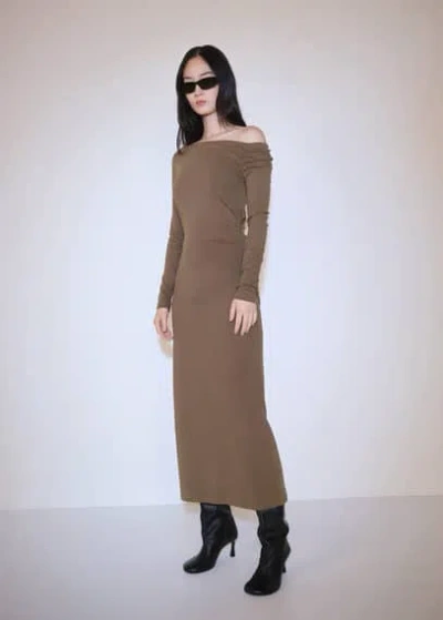 Mango Dress Medium Brown