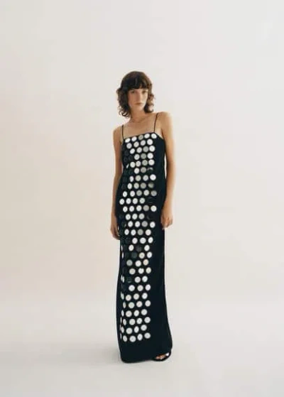 Mango Dress With Mirrors And Back Opening Black