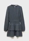 Mango Dress With Ruffles And Sequins Charcoal In Gray