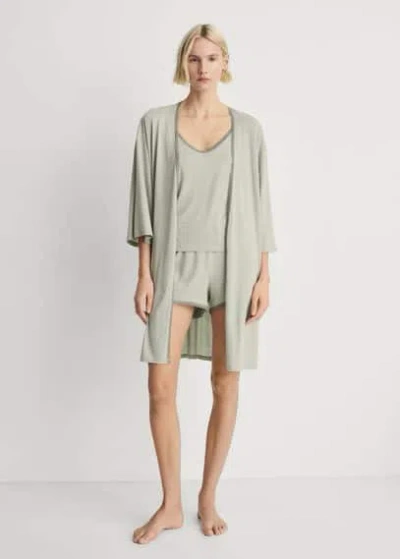 Mango Dressing Gown Aqua Green