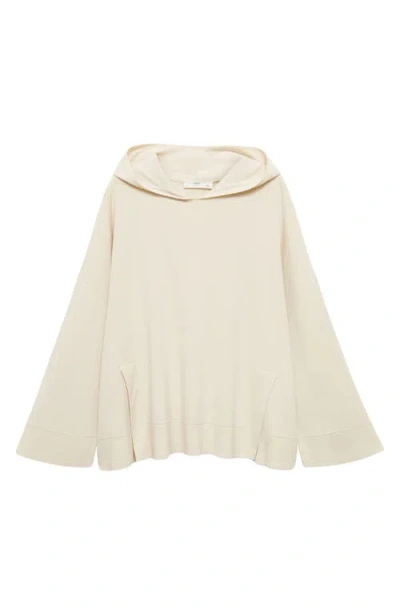 Mango Drop Shoulder Hoodie In Light/pastel Grey