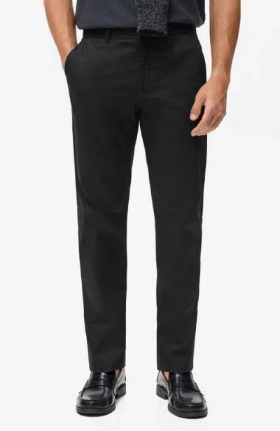 Mango Dublino Slim Fit Flat Front Stretch Stretch Chinos In Black