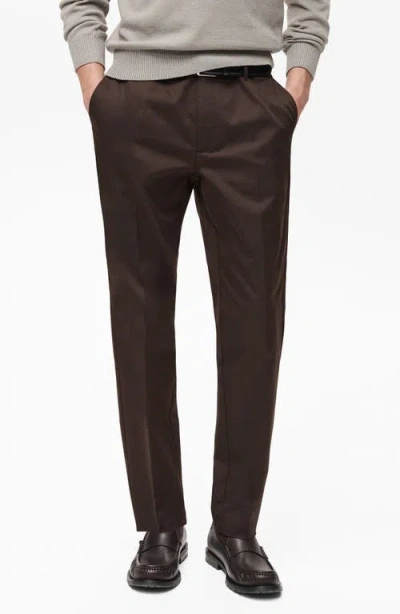 Mango Dublino Slim Fit Twill Chinos In Chocolate