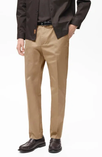 Mango Dublino Slim Fit Twill Chinos In Medium Brown