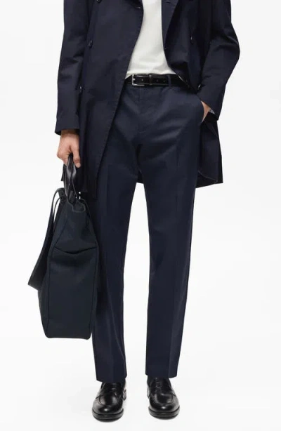 Mango Dublino Slim Fit Twill Chinos In Night Blue