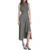 Mango Dunia Stripe Asymmetric Sleeveless Midi Dress In Black