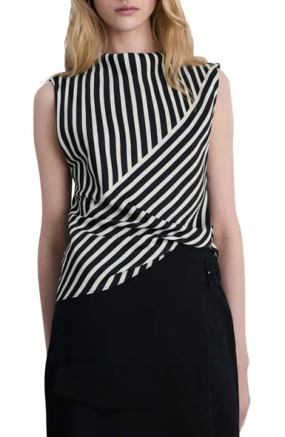 Mango Dunia Stripe Top In Black