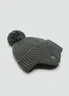 Mango Earmuff Knitted Hat Khaki In Gray